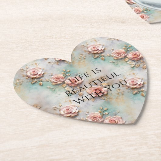 Mooie Romantische Blush Roze Romantische Rozen Kartonnen Onderzetters (Gekanteld)