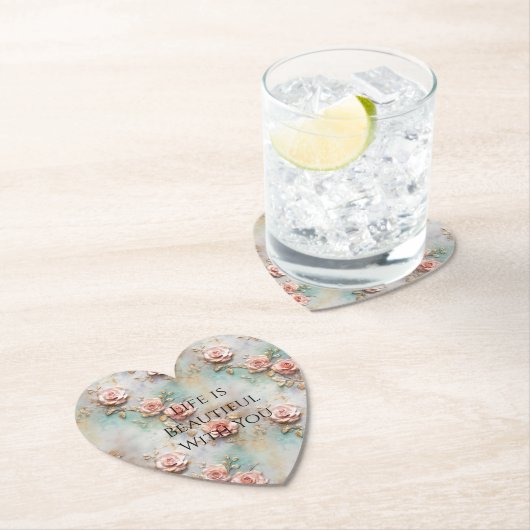 Mooie Romantische Blush Roze Romantische Rozen Kartonnen Onderzetters (Insitu)