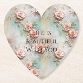 Mooie Romantische Blush Roze Romantische Rozen Kartonnen Onderzetters (Voorkant)