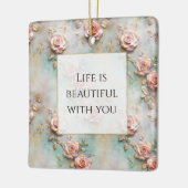 Mooie Romantische Blush Roze Romantische Rozen Keramisch Ornament (Links)