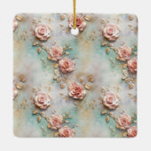 Mooie Romantische Blush Roze Romantische Rozen Keramisch Ornament (Achterkant)