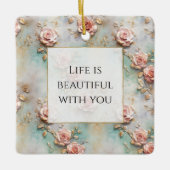 Mooie Romantische Blush Roze Romantische Rozen Keramisch Ornament (Voorkant)