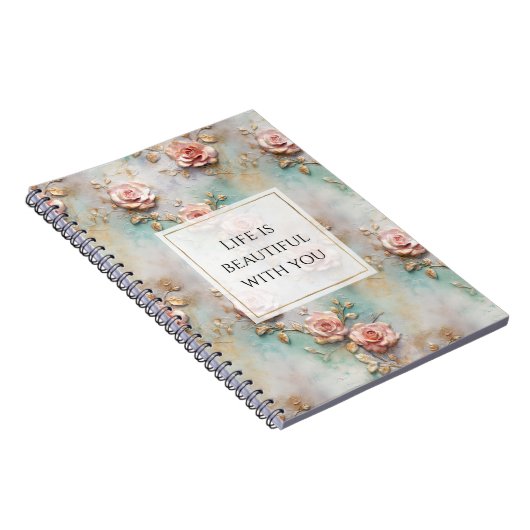 Mooie Romantische Blush Roze Romantische Rozen Notitieboek (Rechterzijde)