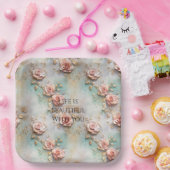 Mooie Romantische Blush Roze Romantische Rozen Papieren Bordje (Feest)