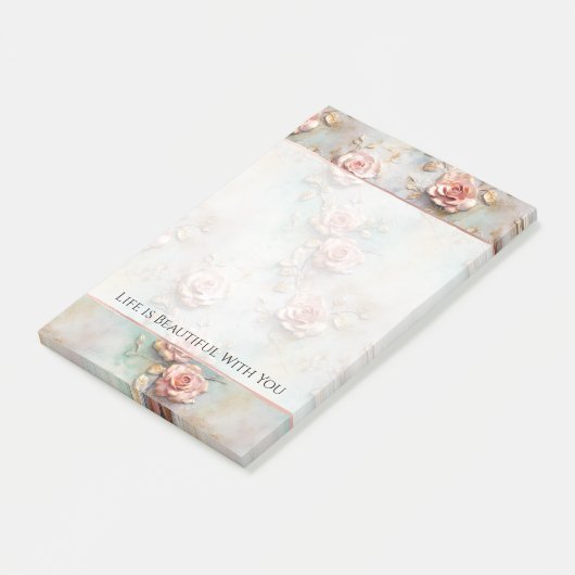 Mooie Romantische Blush Roze Romantische Rozen Post-it® Notes (Schuin)