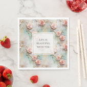 Mooie Romantische Blush Roze Romantische Rozen Servet (Insitu)