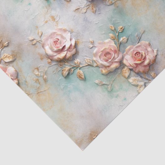 Mooie Romantische Blush Roze Romantische Rozen Tissuepapier (Detail)