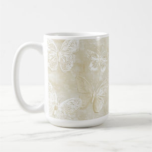 Mooie Romantische Crème Ivoor Kleuren Vlinders Har Koffiemok