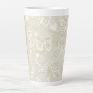 Mooie Romantische Crème Ivoor Kleuren Vlinders Har Latte Mok