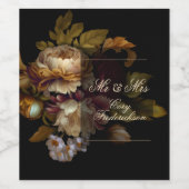 Mooie romantische donkere oude wereld bloemenheer  wijn etiket (Enkel label)