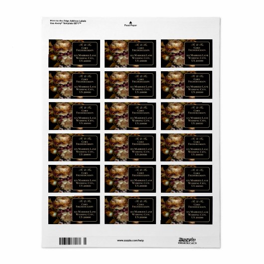 Mooie Romantische Donkere Wereld Floral Etiket (Full Sheet)