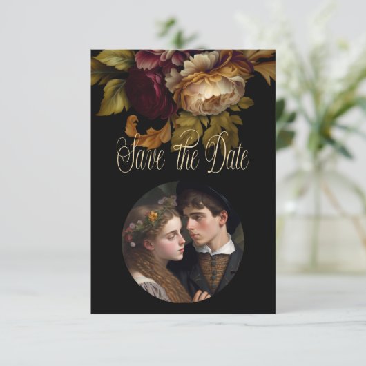 Mooie Romantische Donkere Wereld Floral RSVP Kaartje (Staand voorkant)