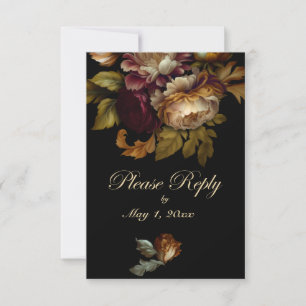 Mooie Romantische Donkere Wereld Floral RSVP Kaartje
