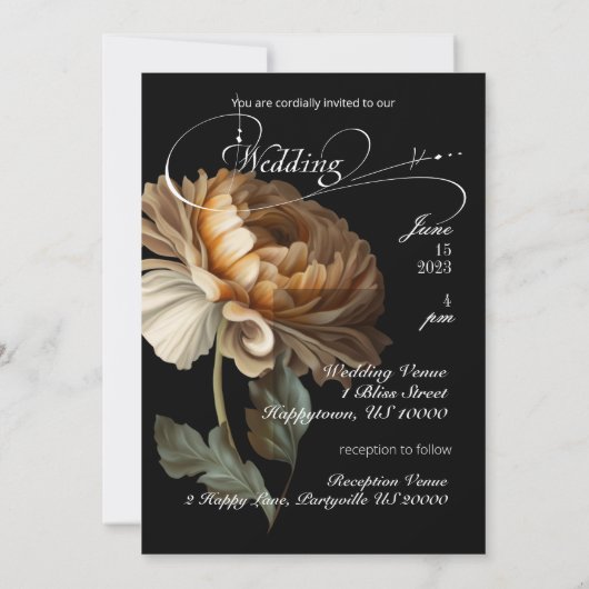 Mooie Romantische Donkere Wereld Geschilderde Bloe Kaart (Achterkant)