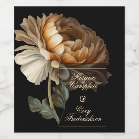 Mooie Romantische Donkere Wereld Geschilderde Bloe Wijn Etiket (Enkel label)