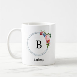 Mooie Romantische Lente Monogram Bloemen Koffiemok