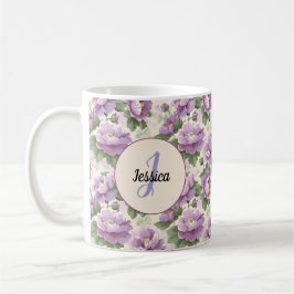 Mooie romantische lente paarse vrouwelijke bloemen koffiemok