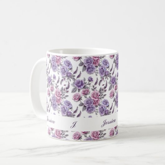 Mooie romantische lente violette meisjesbloemen koffiemok (Voorkant links)