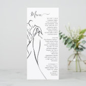 Mooie Romantische Moderne Trouwdagdiner Menu (Staand voorkant)