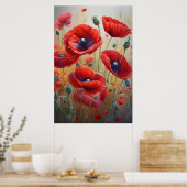 Mooie romantische papaver bloemen bloesem kunst poster (Keuken)