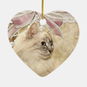 Mooie, romantische poetskat keramisch ornament