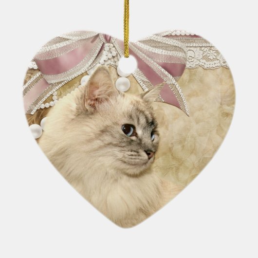 Mooie, romantische poetskat keramisch ornament (Achterkant)