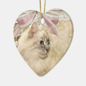 Mooie, romantische poetskat keramisch ornament (Links)