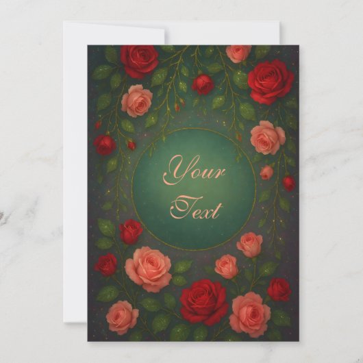 Mooie Romantische Rode en Roze Rozen Kaart (Voorkant)