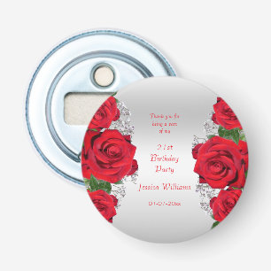 Mooie Romantische Rode Rozen Verjaardag Button Flesopener
