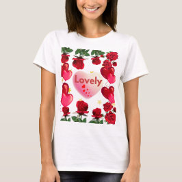 Mooie romantische Roos en hart ballon collage T-shirt