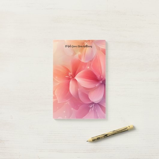 Mooie romantische roze bloem post-it® notes (Op bureau)