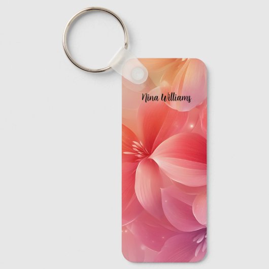 Mooie romantische roze bloem sleutelhanger (Voorkant)