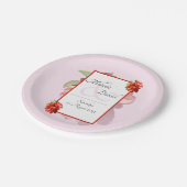 Mooie Romantische Roze Quince Bloemige Bruiloft Papieren Bordje (Gekanteld)