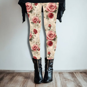 Mooie romantische  Roze Rose Patroon Leggings