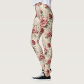 Mooie romantische  Roze Rose Patroon Leggings (Links)
