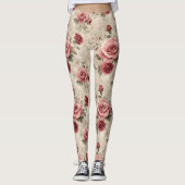 Mooie romantische  Roze Rose Patroon Leggings (Voorkant)