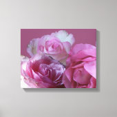 Mooie romantische  roze rozen bloemenkunst canvas afdruk (Voorkant)