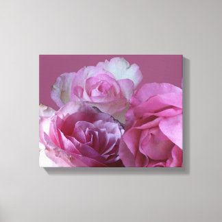Mooie romantische roze rozen bloemenkunst canvas afdruk