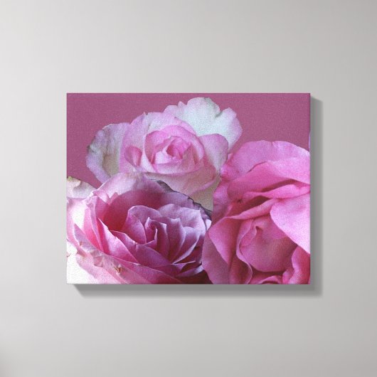 Mooie romantische  roze rozen bloemenkunst canvas afdruk (Voorkant)