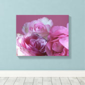 Mooie romantische  roze rozen bloemenkunst canvas afdruk (Insitu (Houten vloer))