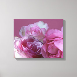 Mooie romantische  roze rozen bloemenkunst canvas afdruk