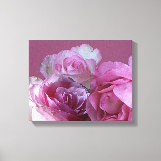 Mooie romantische  roze rozen bloemenkunst canvas afdruk (Voorkant)