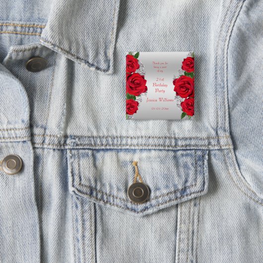 Mooie Romantische rozen, Birthday Favor Vierkante Button 5,1 Cm (In situ)