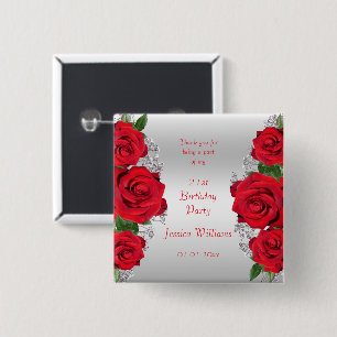Mooie Romantische rozen, Birthday Favor Vierkante Button 5,1 Cm