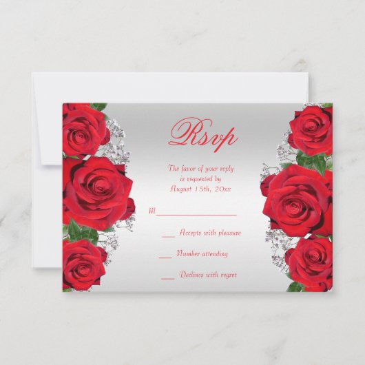 Mooie Romantische rozen van afgelopen dag RSVP Kaartje (Voorkant)