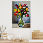Mooie romantische tulp cascade poster (Keuken)