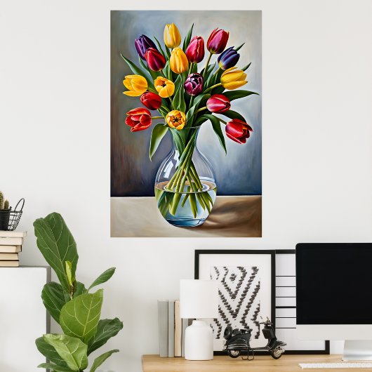 Mooie romantische tulp cascade poster (Thuiskantoor)