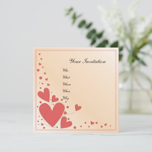 Mooie romantische uitnodiging (Staand voorkant)