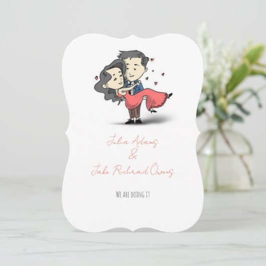 Mooie romantische uitnodiging voor een bruiloft (Staand voorkant)