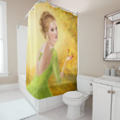 Mooie romantische vrouw en fantasielengvogel douchegordijn (In situ)